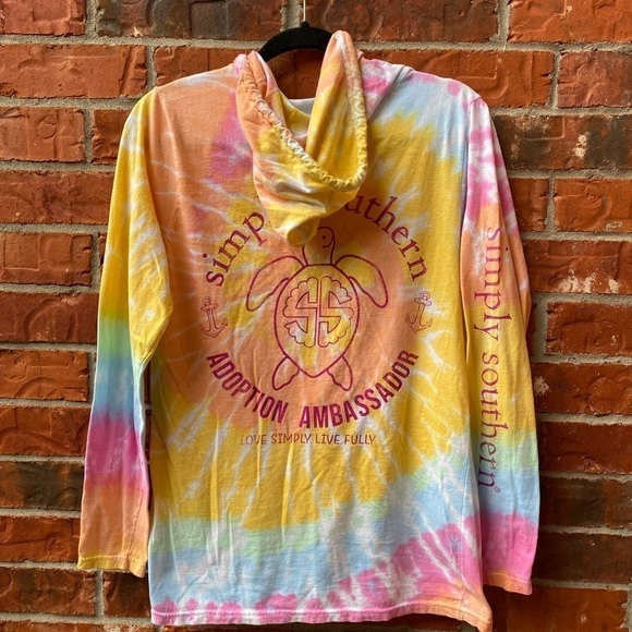 Simply Southern Medium Yellow Adoption Ambassador Tie Dye Long Sleeve Shirt - Picture 4 of 9